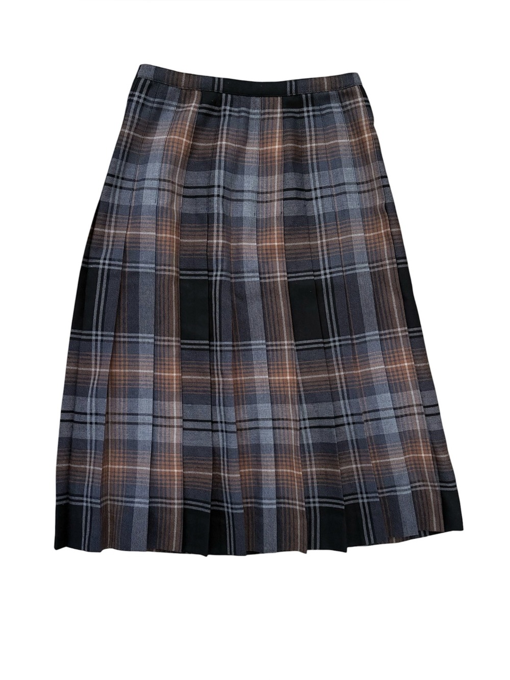 Vintage Tartan Plaid Wool Wrap Midi Kilt Skirt Canada Button Neutral Fits Size 6 - Picture 13 of 14
